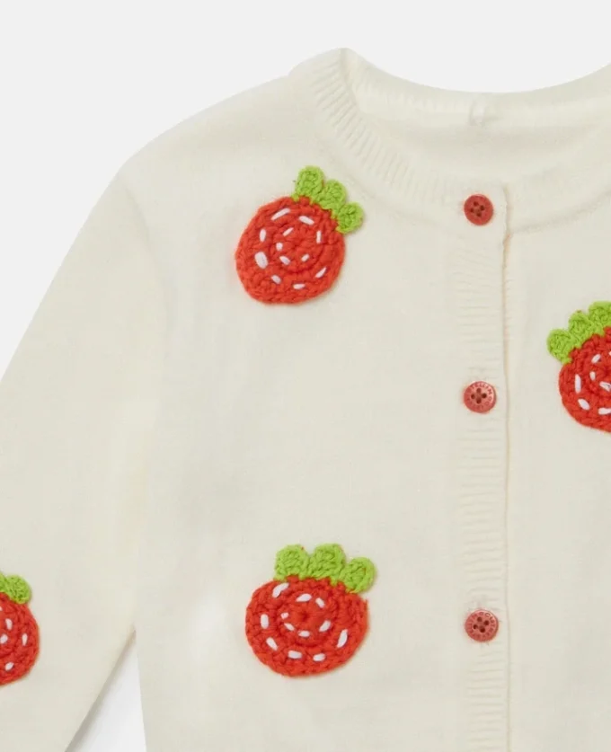 Cardigan all’uncinetto con fragole Cardigan all’uncinetto con fragole