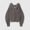Cardigan con cappuccio a coste Cardigan con cappuccio a coste