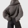 Cardigan con cappuccio a coste Cardigan con cappuccio a coste