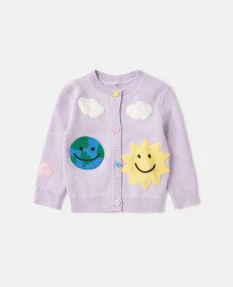 Cardigan con ricamo grafico Earth Friends