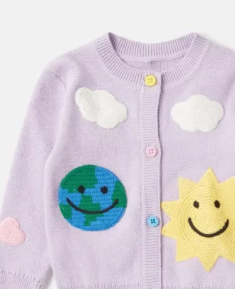 Cardigan con ricamo grafico Earth Friends