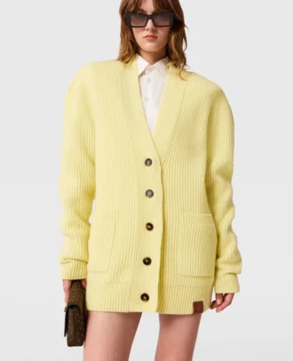 Cardigan con scollo a V in maglia grossa