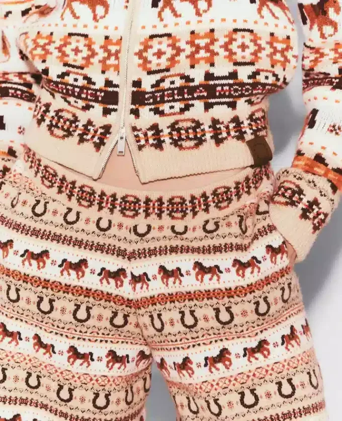 Cardigan in lana con collo in peluche Fair Isle Cardigan in lana con collo in peluche Fair Isle