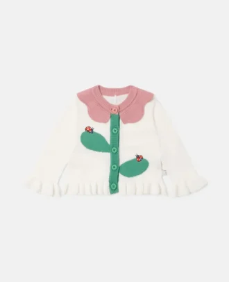 Cardigan in maglia all’uncinetto con motivo floreale