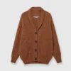 Cardigan oversize con scollo a V e bordi a costine