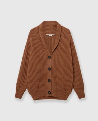 Cardigan oversize con scollo a V e bordi a costine
