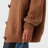 Cardigan oversize con scollo a V e bordi a costine