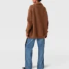 Cardigan oversize con scollo a V e bordi a costine