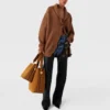 Cardigan oversize con scollo a V e bordi a costine