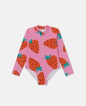Costume da bagno a maniche lunghe con stampa fragole