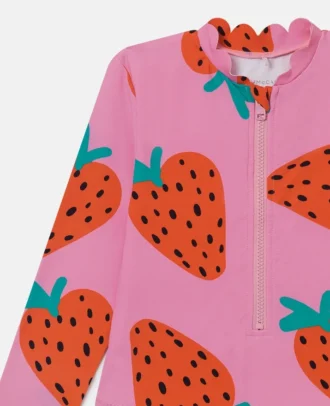 Costume da bagno a maniche lunghe con stampa fragole