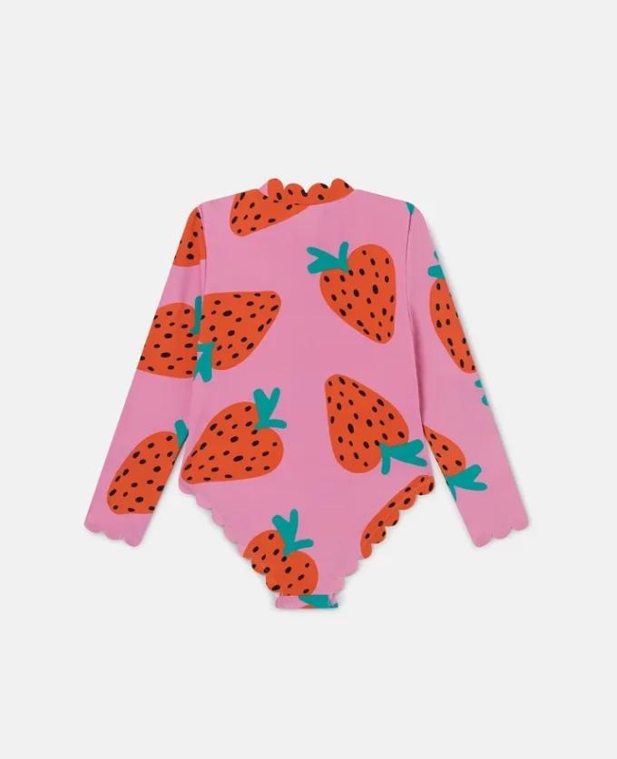 Costume da bagno a maniche lunghe con stampa fragole Costume da bagno a maniche lunghe con stampa fragole