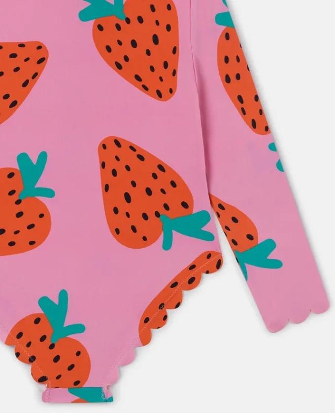 Costume da bagno a maniche lunghe con stampa fragole Costume da bagno a maniche lunghe con stampa fragole