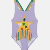 Costume da bagno con frange e stampa grafica a stelle Costume da bagno con frange e stampa grafica a stelle