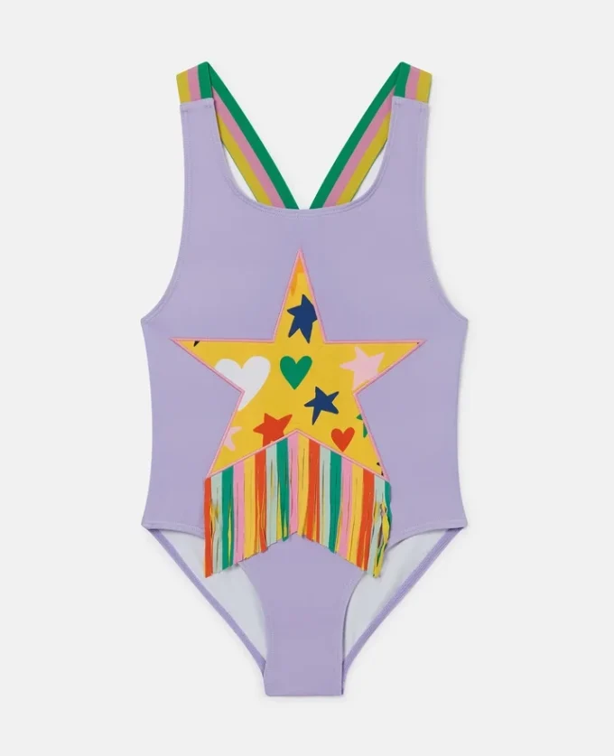 Costume da bagno con frange e stampa grafica a stelle Costume da bagno con frange e stampa grafica a stelle