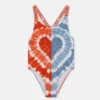 Costume da bagno con stampa grafica tie-dye a cuori Costume da bagno con stampa grafica tie-dye a cuori