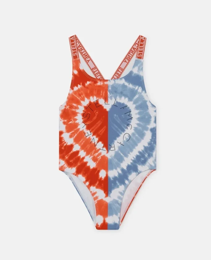 Costume da bagno con stampa grafica tie-dye a cuori Costume da bagno con stampa grafica tie-dye a cuori