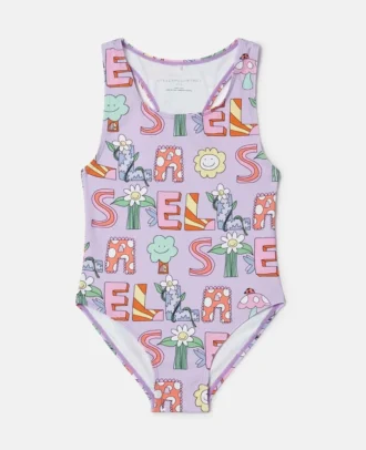Costume da bagno con stampa lettering