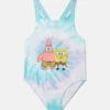 Costume da bagno tie-dye con grafica SpongeBob Costume da bagno tie-dye con grafica SpongeBob