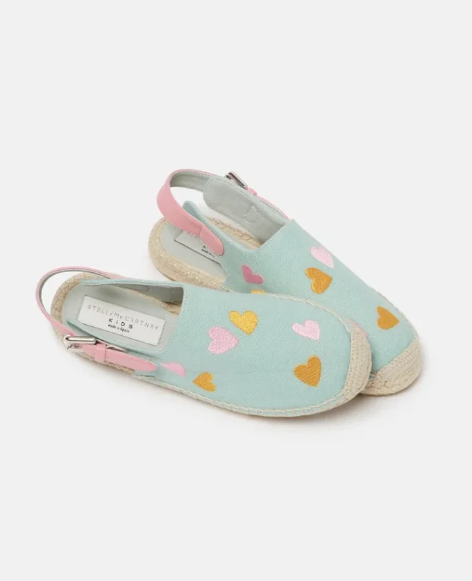 Espadrillas in tela con ricamo a forma di cuore Espadrillas in tela con ricamo a forma di cuore