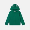 Felpa con cappuccio e zip con grafica rana Felpa con cappuccio e zip con grafica rana