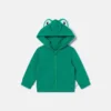 Felpa con cappuccio e zip con grafica rana Felpa con cappuccio e zip con grafica rana