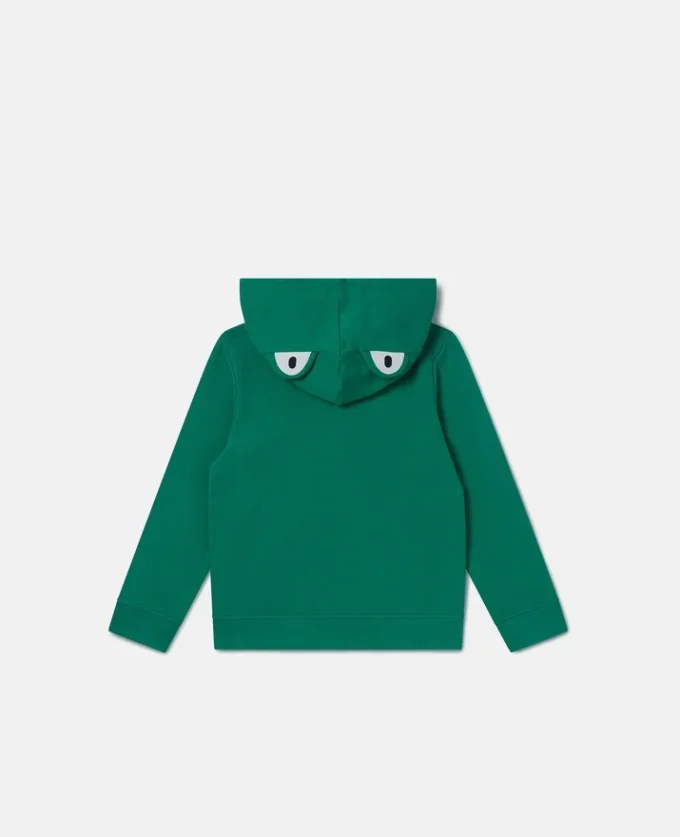 Felpa con cappuccio e zip con grafica rana Felpa con cappuccio e zip con grafica rana