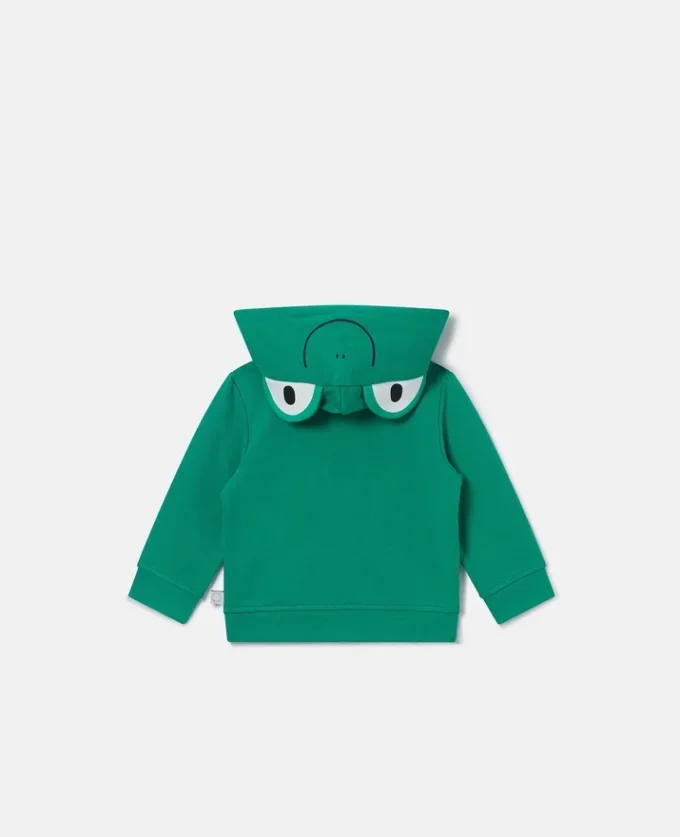 Felpa con cappuccio e zip con grafica rana Felpa con cappuccio e zip con grafica rana