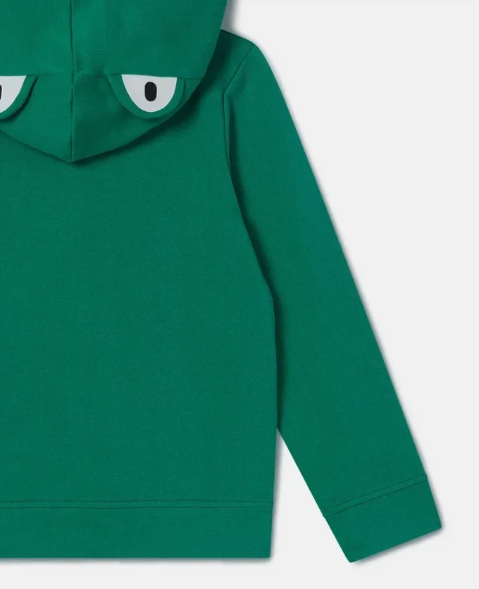 Felpa con cappuccio e zip con grafica rana Felpa con cappuccio e zip con grafica rana