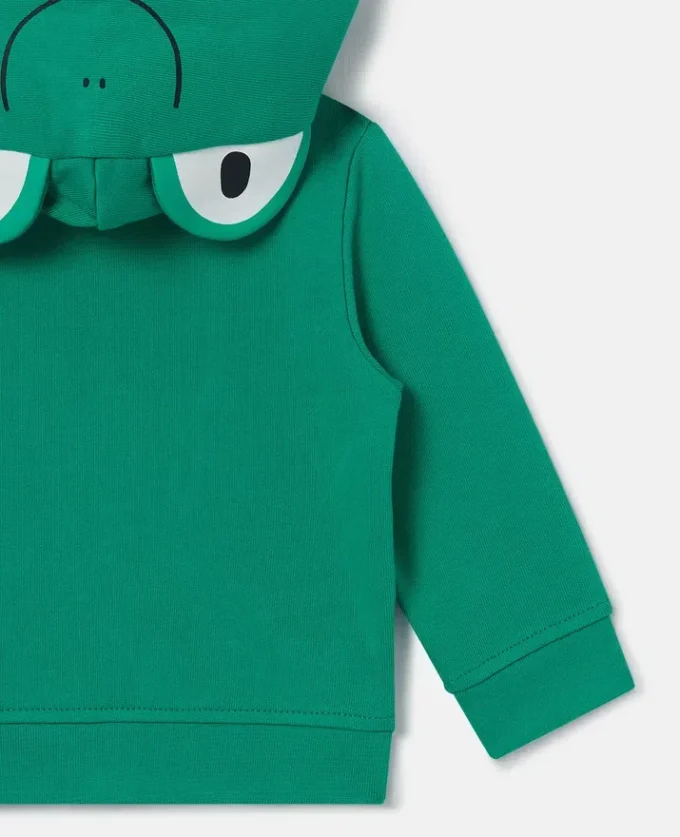 Felpa con cappuccio e zip con grafica rana Felpa con cappuccio e zip con grafica rana