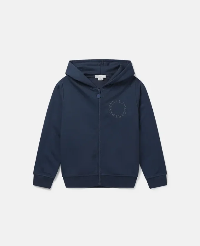 Felpa con cappuccio e zip con logo Felpa con cappuccio e zip con logo