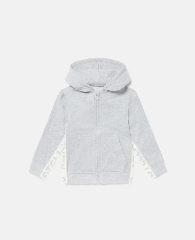 Felpa con cappuccio e zip con logo grafico