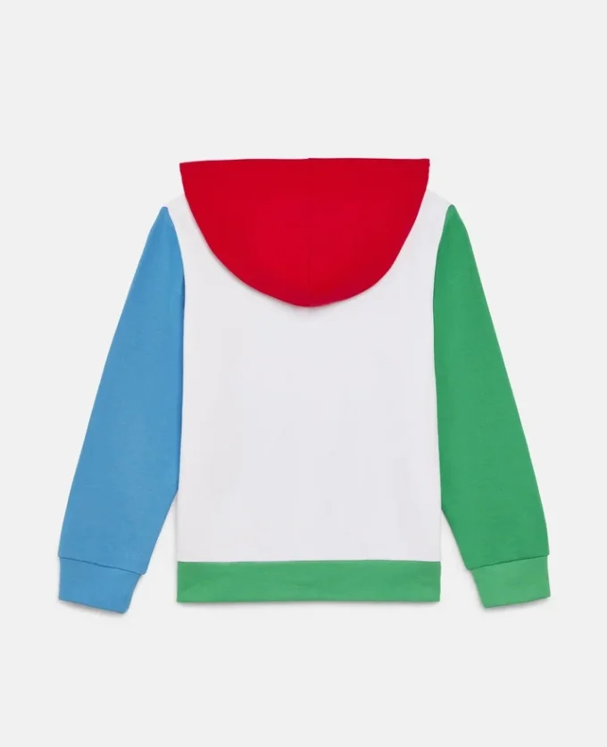 Felpa con cappuccio e zip in pile color block Felpa con cappuccio e zip in pile color block