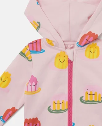 Felpa con cappuccio e zip intera con stampa Jelly