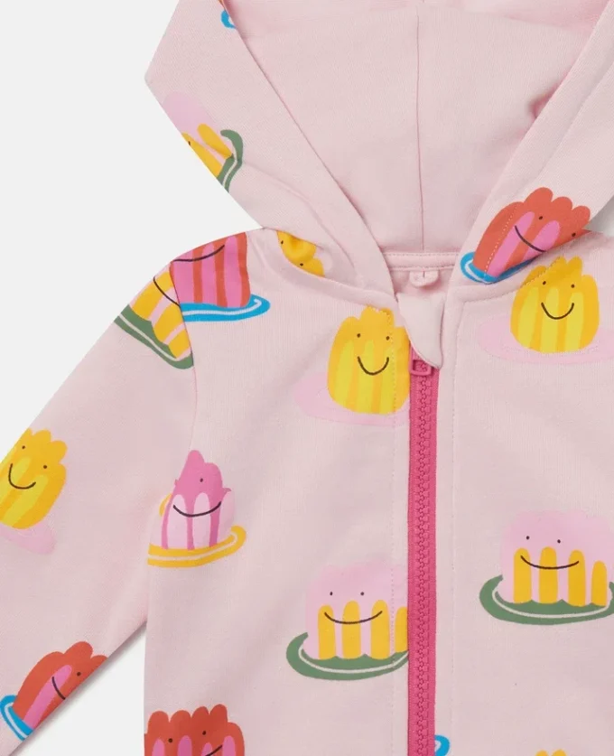 Felpa con cappuccio e zip intera con stampa Jelly Felpa con cappuccio e zip intera con stampa Jelly