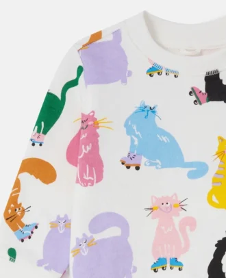Felpa con stampa gatti