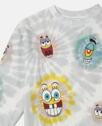 Felpa con stampa grafica SpongeBob tie-dye