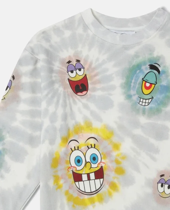Felpa con stampa grafica SpongeBob tie-dye