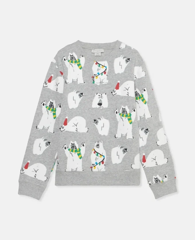 Felpa con stampa orso polare