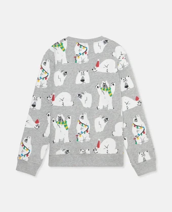 Felpa con stampa orso polare
