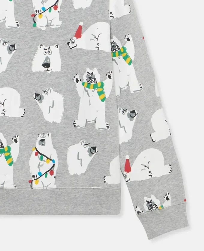 Felpa con stampa orso polare