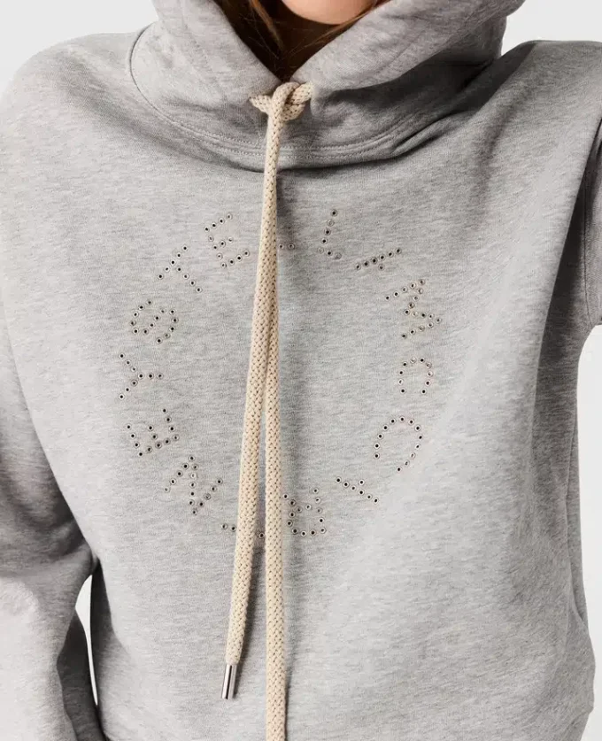 Felpa corta con cappuccio e logo ricamato Felpa corta con cappuccio e logo ricamato