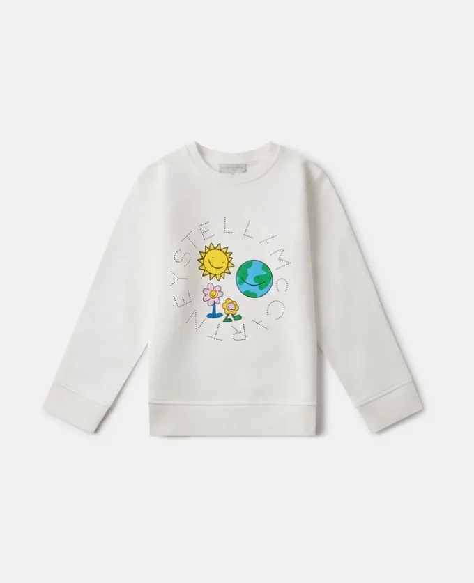 Felpa girocollo con grafica Earth Friends