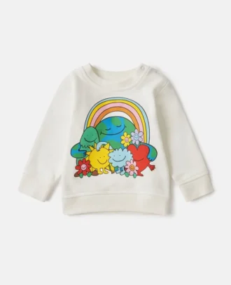Felpa girocollo con grafica Earth Friends