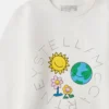 Felpa girocollo con grafica Earth Friends