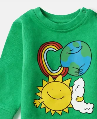 Felpa girocollo con grafica Earth Friends