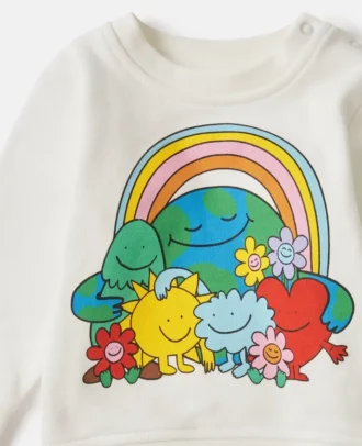 Felpa girocollo con grafica Earth Friends