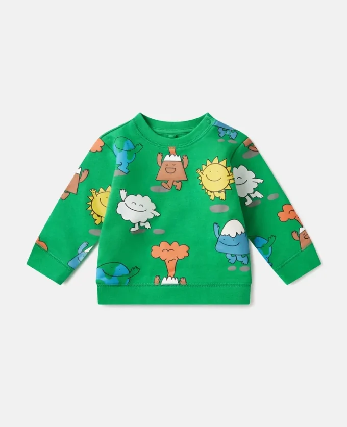 Felpa girocollo con stampa Earth Friends Felpa girocollo con stampa Earth Friends