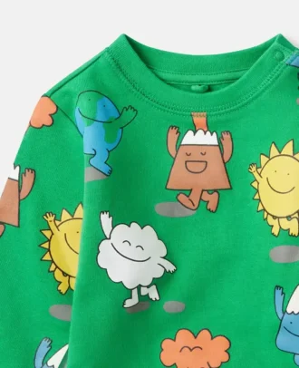 Felpa girocollo con stampa Earth Friends