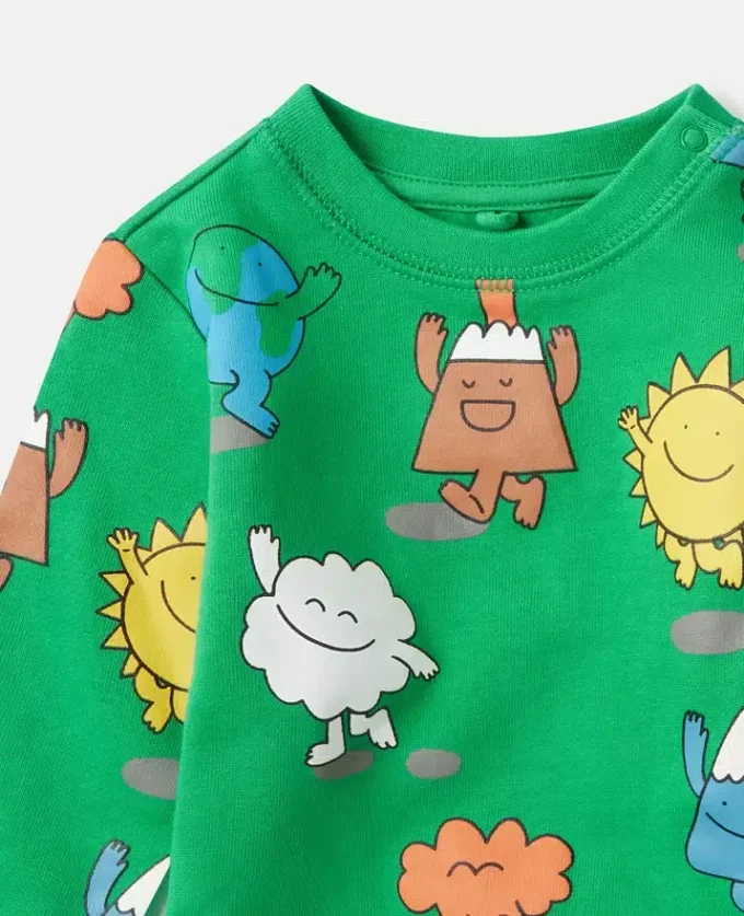 Felpa girocollo con stampa Earth Friends Felpa girocollo con stampa Earth Friends